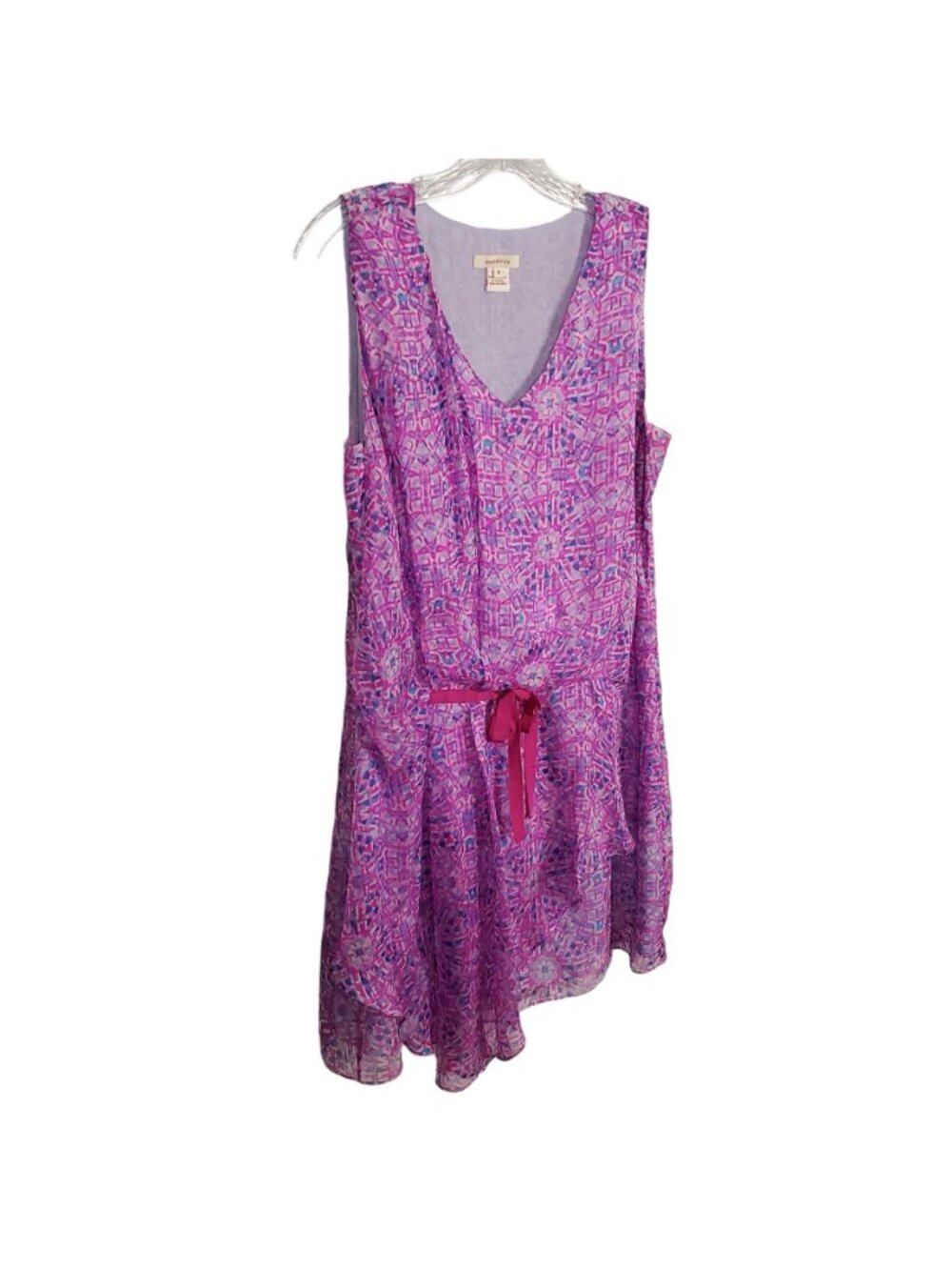 Sundance Size 8 Dress Silk Chiffon Sleeveless Sheer Mosaic Overlay Boho Festival - Picture 9 of 11
